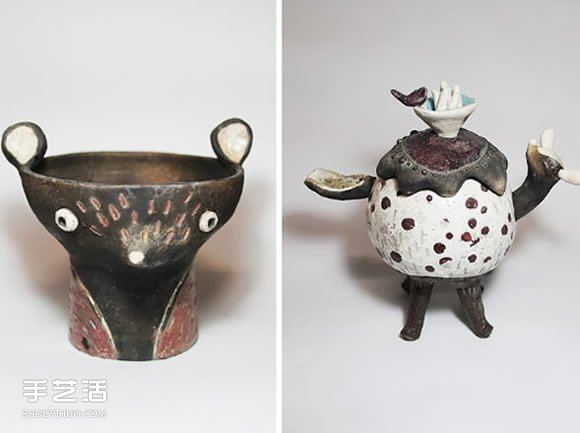 以可爱小动物为原型的手工陶瓷作品图片欣赏 -  www.shouyihuo.com