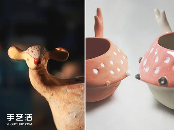 以可爱小动物为原型的手工陶瓷作品图片欣赏 -  www.shouyihuo.com