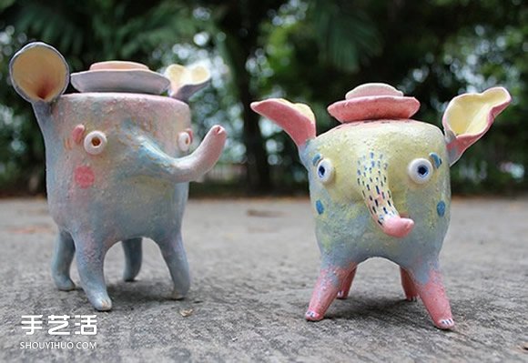 以可爱小动物为原型的手工陶瓷作品图片欣赏 -  www.shouyihuo.com