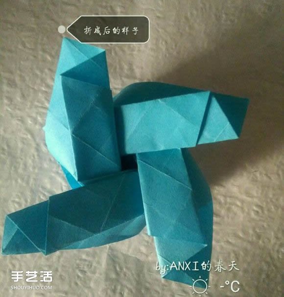 新川崎玫瑰折法图解 手工折纸新川崎玫瑰步骤 -  www.shouyihuo.com