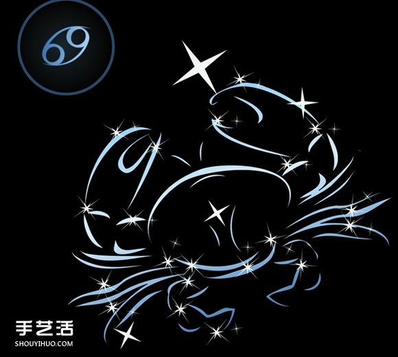 巨蟹座天文符号折纸图解 手工折巨蟹座符号折法 -  www.shouyihuo.com