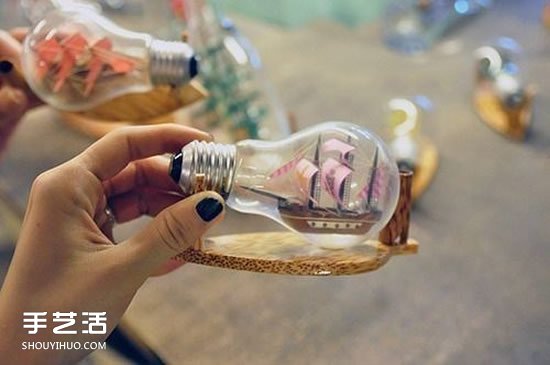 创意灯泡DIY手工艺品 废灯泡手工制作图片 -  www.shouyihuo.com