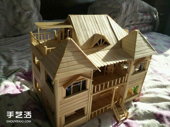 一次性筷子手工制作逼真别墅模型 步骤超全！ -  www.shouyihuo.com