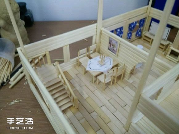一次性筷子手工制作逼真别墅模型 步骤超全！ -  www.shouyihuo.com