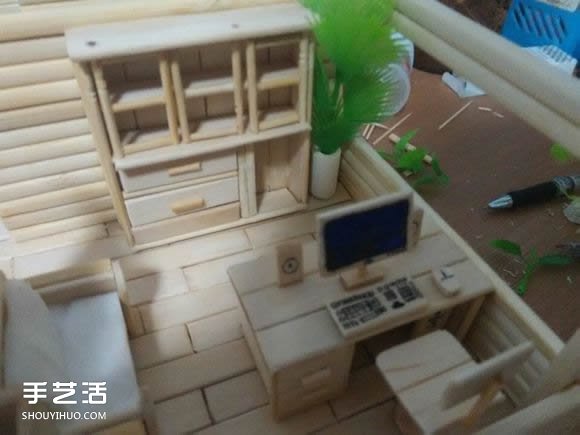 一次性筷子手工制作逼真别墅模型 步骤超全！ -  www.shouyihuo.com
