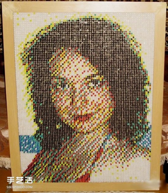 图钉画制作教程：他用一个月钉出女友肖像画 -  www.shouyihuo.com