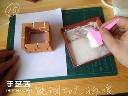 陶土小红砖手工制作花盆 迷你方形花盆DIY教程 -  www.shouyihuo.com