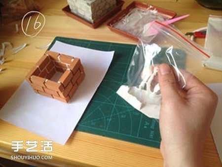 陶土小红砖手工制作花盆 迷你方形花盆DIY教程 -  www.shouyihuo.com