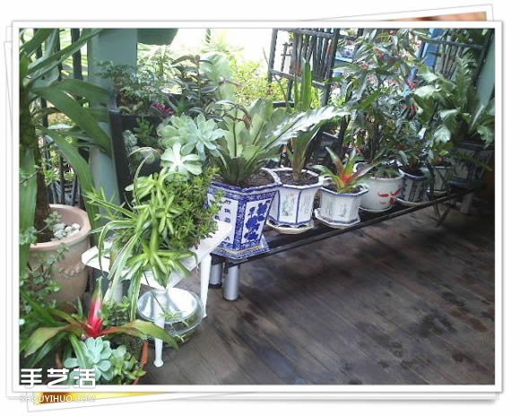 铁架子废物利用 DIY手工制作搁置花盆的架子 -  www.shouyihuo.com