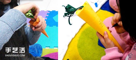 幼儿园胡萝卜手工制作 简单纸胡萝卜的做法 -  www.shouyihuo.com
