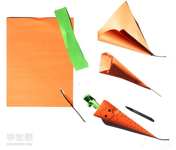 幼儿园胡萝卜手工制作 简单纸胡萝卜的做法 -  www.shouyihuo.com