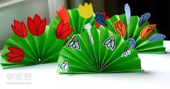 幼儿花圃手工制作图片 简单折纸花丛的教程 -  www.shouyihuo.com