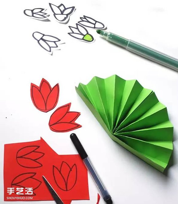 幼儿花圃手工制作图片 简单折纸花丛的教程 -  www.shouyihuo.com