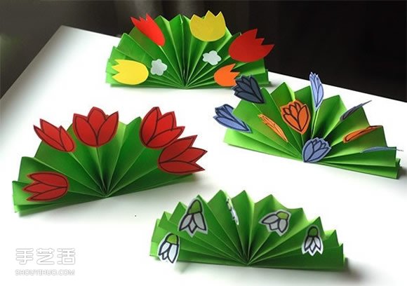 幼儿花圃手工制作图片 简单折纸花丛的教程 -  www.shouyihuo.com