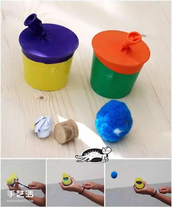 弹弹发射器手工小制作 幼儿弹射玩具制作图片 -  www.shouyihuo.com