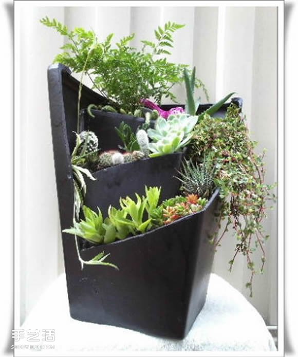 废品利用手工制作盆景 塑料废弃物DIY盆景教程 -  www.shouyihuo.com