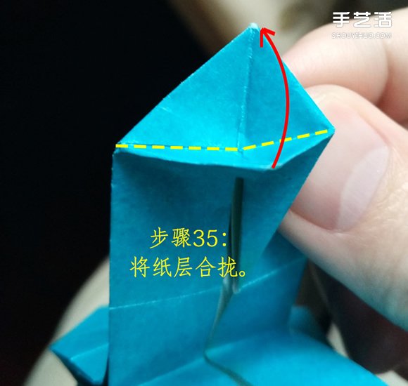 叶上之蛙折叠方法图解 折纸叶子上的青蛙过程 -  www.shouyihuo.com