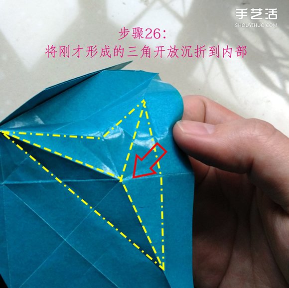 叶上之蛙折叠方法图解 折纸叶子上的青蛙过程 -  www.shouyihuo.com