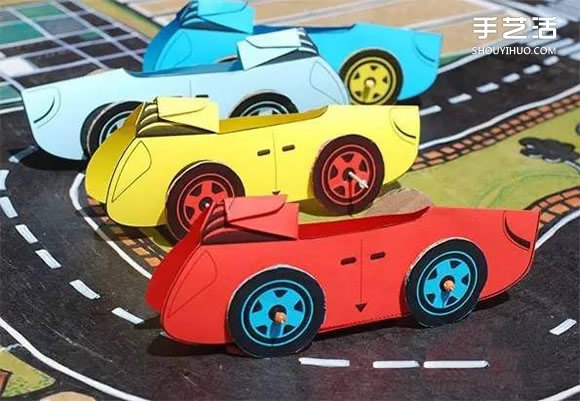 幼儿园卡通剪纸小汽车 卡纸简单制作小汽车图解 -  www.shouyihuo.com