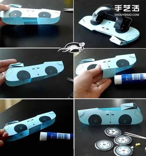 幼儿园卡通剪纸小汽车 卡纸简单制作小汽车图解 -  www.shouyihuo.com