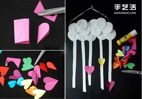 DIY爱心雨风铃制作方法 可爱纸风铃的做法图解 -  www.shouyihuo.com