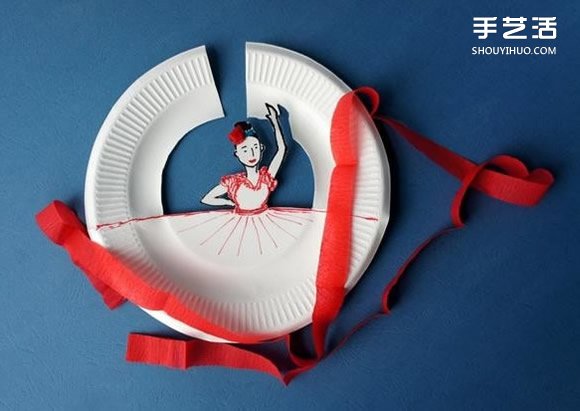 一次性纸盘手工制作弗朗明哥舞者的方法图解 -  www.shouyihuo.com