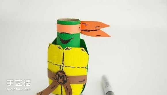 忍者神龟手偶玩具制作 卷纸筒手工制作忍者神龟 -  www.shouyihuo.com