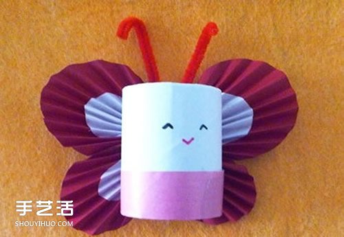 创意十足的幼儿手工可爱蝴蝶卫生纸筒制作步骤图解