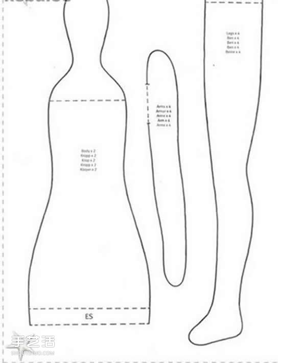不织布赶海的女孩图纸 自制布艺女孩人偶教程 -  www.shouyihuo.com