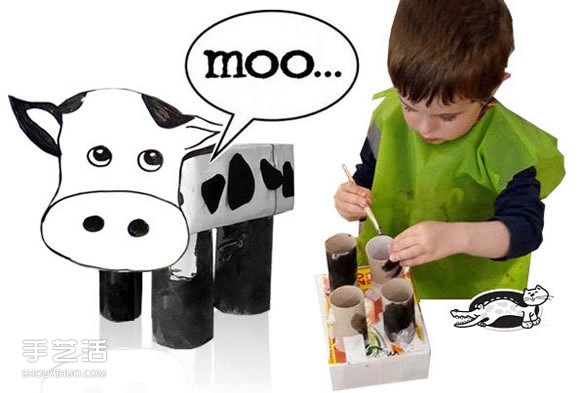 幼儿奶牛手工制作教程 简单立体奶牛的做法图解 -  www.shouyihuo.com