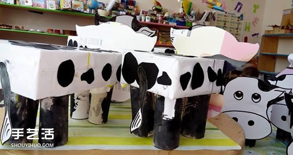 幼儿奶牛手工制作教程 简单立体奶牛的做法图解 -  www.shouyihuo.com