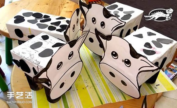 幼儿奶牛手工制作教程 简单立体奶牛的做法图解 -  www.shouyihuo.com