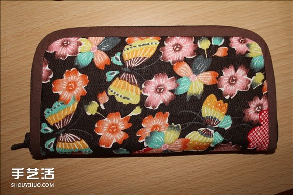 长款风琴钱包制作教程 褐花麻布长钱包DIY图解 -  www.shouyihuo.com