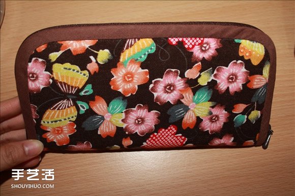 长款风琴钱包制作教程 褐花麻布长钱包DIY图解 -  www.shouyihuo.com
