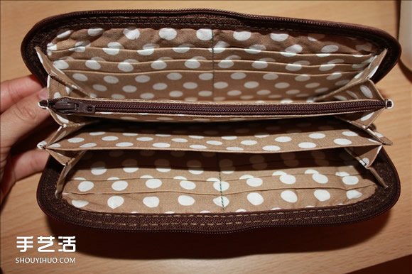 长款风琴钱包制作教程 褐花麻布长钱包DIY图解 -  www.shouyihuo.com