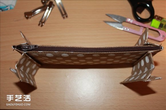 长款风琴钱包制作教程 褐花麻布长钱包DIY图解 -  www.shouyihuo.com