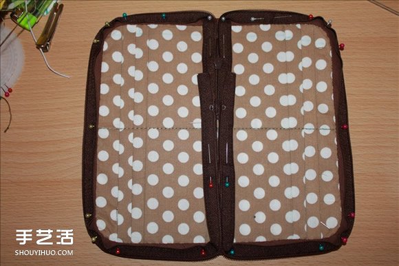 长款风琴钱包制作教程 褐花麻布长钱包DIY图解 -  www.shouyihuo.com