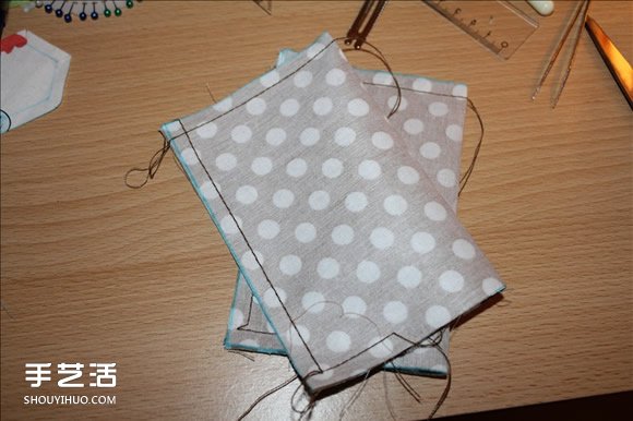 长款风琴钱包制作教程 褐花麻布长钱包DIY图解 -  www.shouyihuo.com