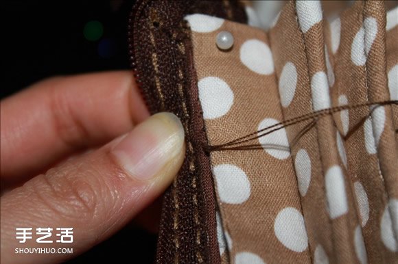 长款风琴钱包制作教程 褐花麻布长钱包DIY图解 -  www.shouyihuo.com