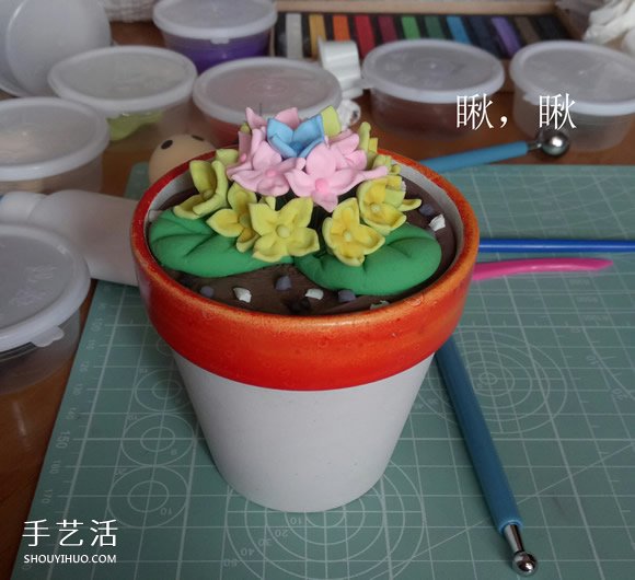 超轻粘土花教程图解 粘土花朵制作图片步骤 -  www.shouyihuo.com