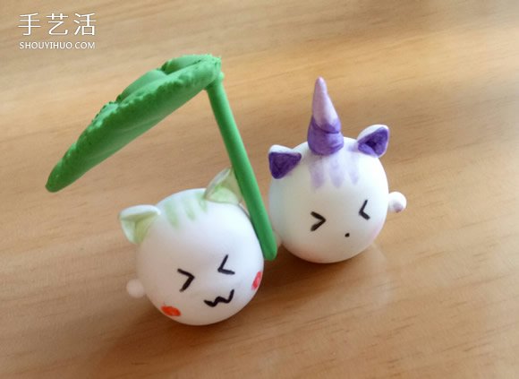 怎样制作粘土打伞的小猫 超轻粘土卡通猫咪DIY -  www.shouyihuo.com
