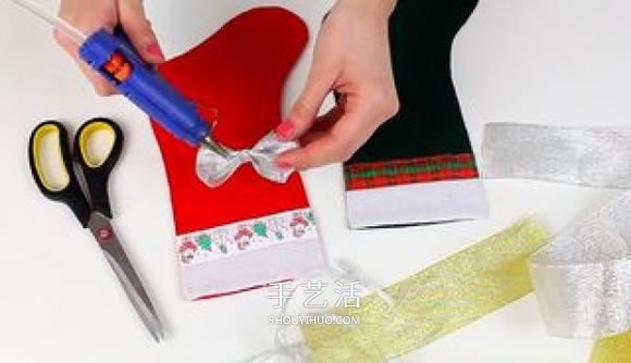 不织布圣诞袜制作方法 手工布艺圣诞袜子DIY -  www.shouyihuo.com