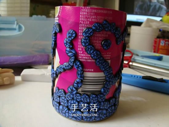 自制软陶切片笔筒图解 薯片筒做粘土切片笔筒 -  www.shouyihuo.com