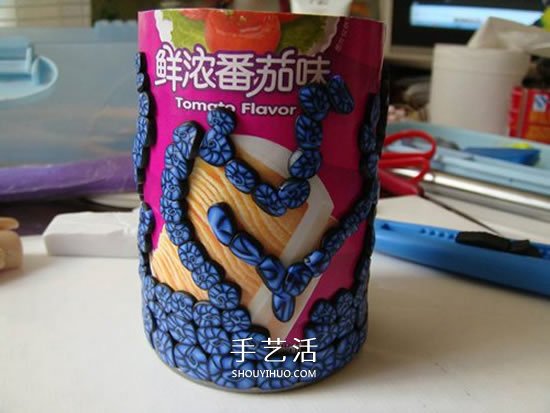 自制软陶切片笔筒图解 薯片筒做粘土切片笔筒 -  www.shouyihuo.com