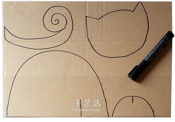 幼儿园手工制作猫咪 硬纸板小猫的做法图解 -  www.shouyihuo.com