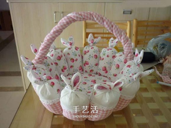 不织布可爱篮子DIY 自制圆形布艺篮子的方法 -  www.shouyihuo.com