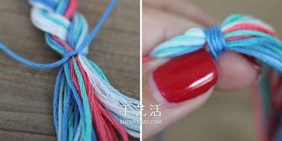 三股绳手链的编法图解 DIY制作成漂亮的手镯 -  www.shouyihuo.com
