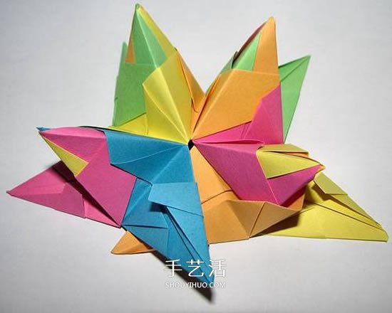 立体星星的折法图解 折纸星星花球的步骤图 -  www.shouyihuo.com