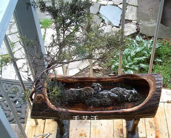 原木树桩制作山水盆景 自制树桩山水盆景方法 -  www.shouyihuo.com