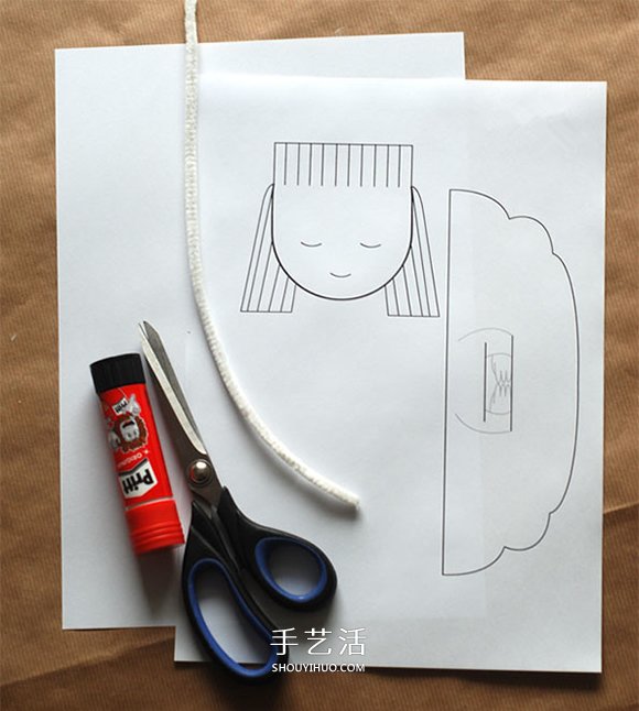 怎么剪纸制作天使挂饰 小天使的做法图解教程 -  www.shouyihuo.com